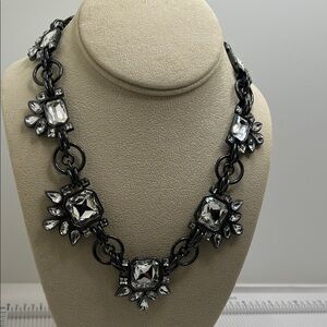 White House Black Market Crystal Statement Necklace in Black and Clear